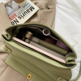 Vintage Women Leather Handbag Crossbody Bag with Ribbons Flap