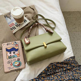 Vintage Women Leather Handbag Crossbody Bag with Ribbons Flap