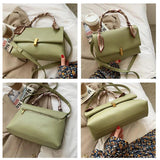 Vintage Women Leather Handbag Crossbody Bag with Ribbons Flap