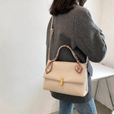 Vintage Women Leather Handbag Crossbody Bag with Ribbons Flap