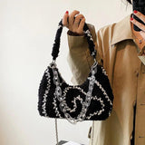 Sweet and Lamb Hair Ladies Purses and Handbags Women's Plush Crossbody Bags