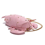 Lobster Crossbody Bag for Women PU Leather Rivets Shoulder Clutch