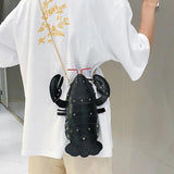 Lobster Crossbody Bag for Women PU Leather Rivets Shoulder Clutch