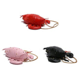 Lobster Crossbody Bag for Women PU Leather Rivets Shoulder Clutch