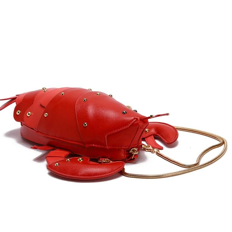 Lobster Crossbody Bag for Women PU Leather Rivets Shoulder Clutch