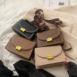 Vintage Small PU Leather Women Shoulder Bag with Wide Strap