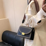 Vintage Small PU Leather Women Shoulder Bag with Wide Strap