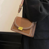 Vintage Small PU Leather Women Shoulder Bag with Wide Strap