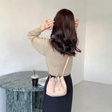 Retro Crossbody Bag Female Bundle All-in-one Mouth Bag Draw Rope Mini Bucket Bag