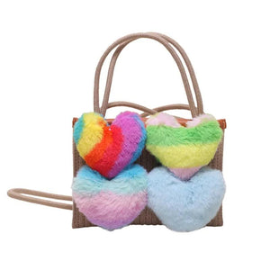 Heart-shaped Fluffy Tote Bag for Women, Large Capacity Single Shoulder Purse