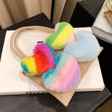 Heart-shaped Fluffy Tote Bag for Women, Large Capacity Single Shoulder Purse