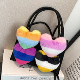 Heart-shaped Fluffy Tote Bag for Women, Large Capacity Single Shoulder Purse