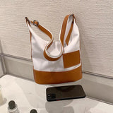 Women Canvas Handbags Lady Shoulder Contrast Large Capacity Bolsa Feminina