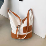 Women Canvas Handbags Lady Shoulder Contrast Large Capacity Bolsa Feminina