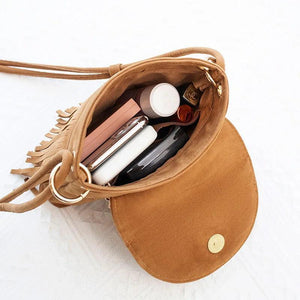 Mini Flap Leather Shoulder Bag Clutch Crossbody Tassel Women
