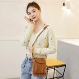 Mini Flap Leather Shoulder Bag Clutch Crossbody Tassel Women