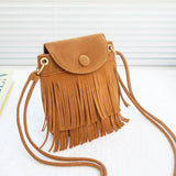 Mini Flap Leather Shoulder Bag Clutch Crossbody Tassel Women