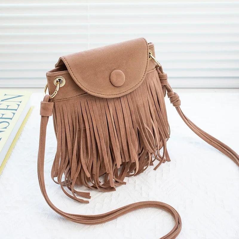 Mini Flap Leather Shoulder Bag Clutch Crossbody Tassel Women