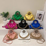 Chain Crossbody Bag PU Leather Shoulder Handbag for Women