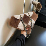 Women Plush Handbags Lady Shoulder Messenger Cross Body Purses