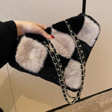 Women Plush Handbags Lady Shoulder Messenger Cross Body Purses
