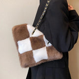 Women Plush Handbags Lady Shoulder Messenger Cross Body Purses
