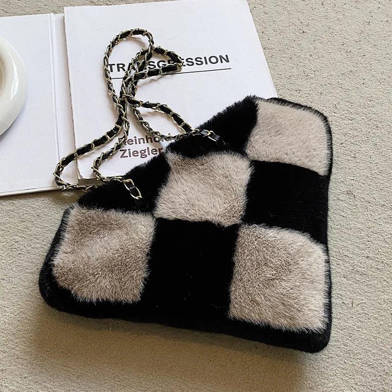 Women Plush Handbags Lady Shoulder Messenger Cross Body Purses