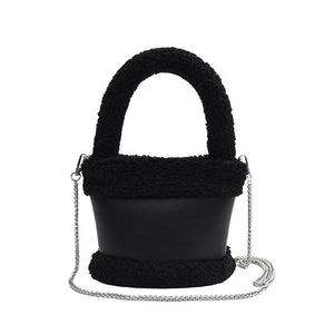 Women's Fluffy Winter Handbag Chain Diagonal Bucket Bag