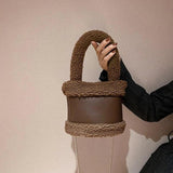 Women's Fluffy Winter Handbag Chain Diagonal Bucket Bag