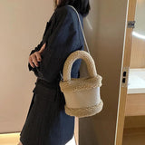 Women's Fluffy Winter Handbag Chain Diagonal Bucket Bag