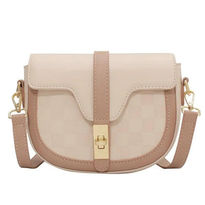 MBTI Womens Shoulder Bag Plaid Solid Bolsas Purses Saddle Bag Handbags