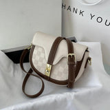 MBTI Womens Shoulder Bag Plaid Solid Bolsas Purses Saddle Bag Handbags