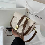 MBTI Womens Shoulder Bag Plaid Solid Bolsas Purses Saddle Bag Handbags