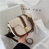 MBTI Womens Shoulder Bag Plaid Solid Bolsas Purses Saddle Bag Handbags