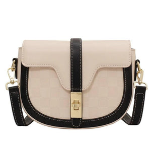 MBTI Womens Shoulder Bag Plaid Solid Bolsas Purses Saddle Bag Handbags