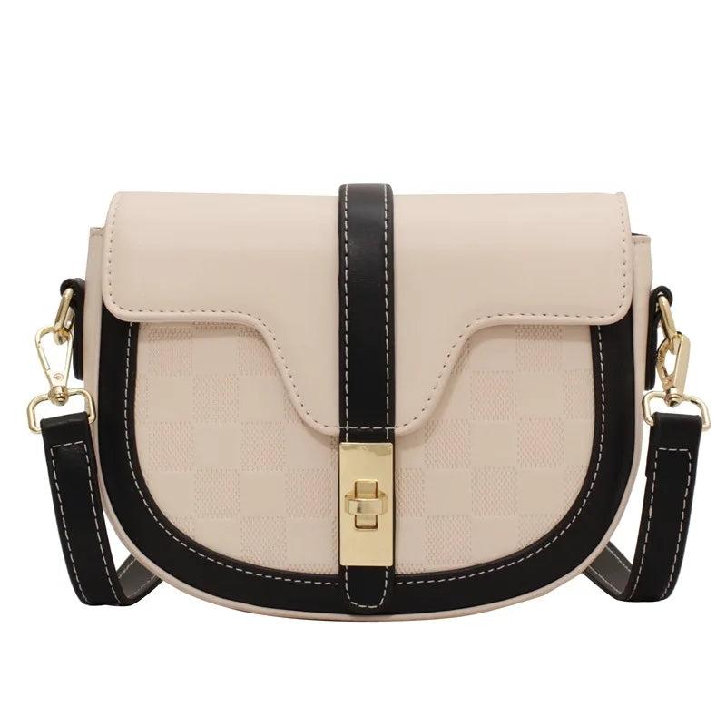 MBTI Womens Shoulder Bag Plaid Solid Bolsas Purses Saddle Bag Handbags