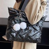 High Capacity Tote Bag Hair Ball Pendant Top Handle Bag