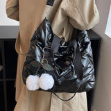 High Capacity Tote Bag Hair Ball Pendant Top Handle Bag
