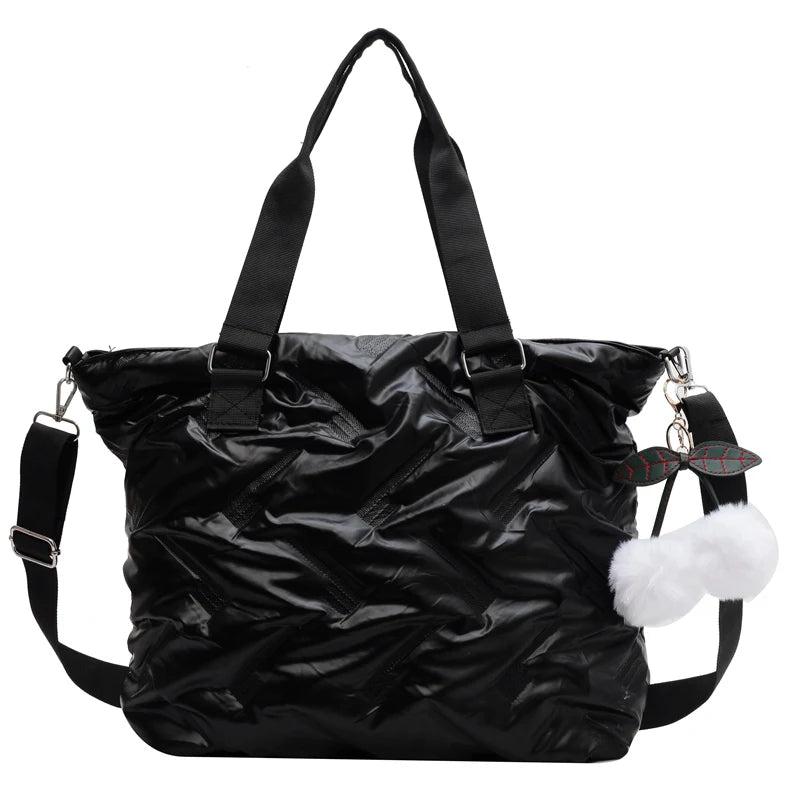 High Capacity Tote Bag Hair Ball Pendant Top Handle Bag