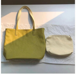 Light Washed PU Leather Women Bag Double Sided Tote Bags