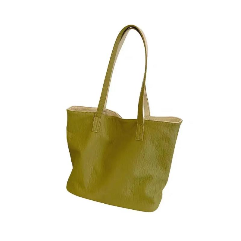 Light Washed PU Leather Women Bag Double Sided Tote Bags