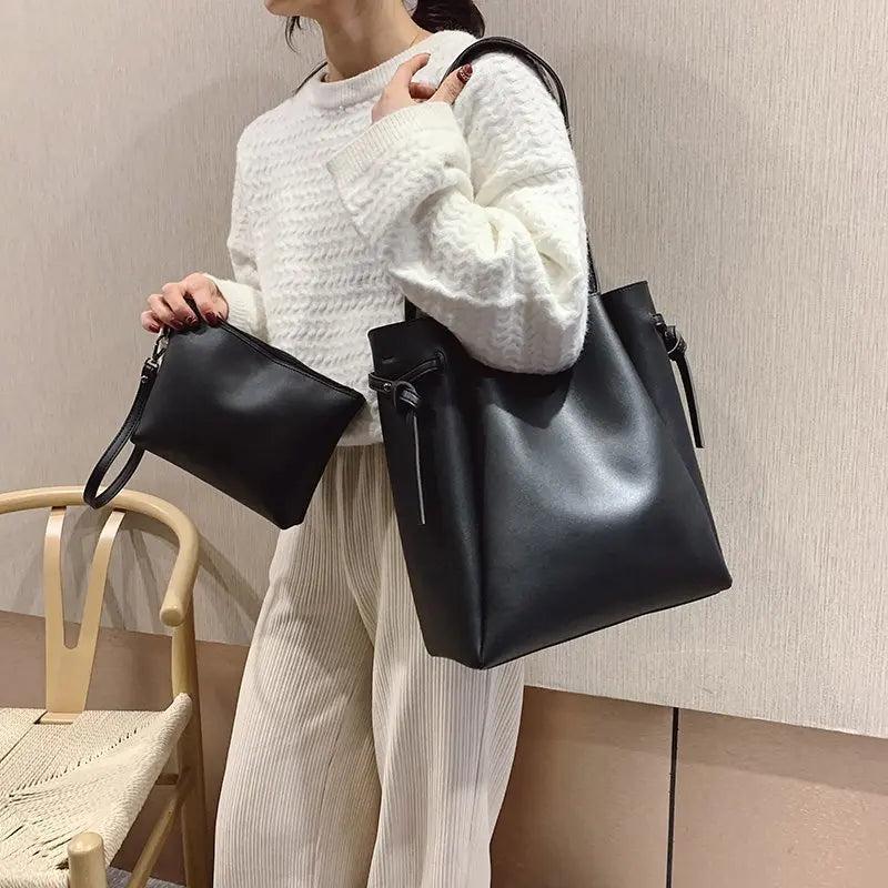 Women's Leather Shoulder Bag Tote Set