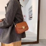 Vintage Brown Leather Handbag Crossbody Messenger Bag