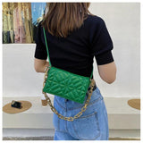 Women Shoulder Bag Rhombus Embroidered Handbag