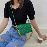 Women Shoulder Bag Rhombus Embroidered Handbag