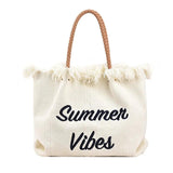 Pink Embroidered Women's Tote Bag with Woven Shoulder Strap