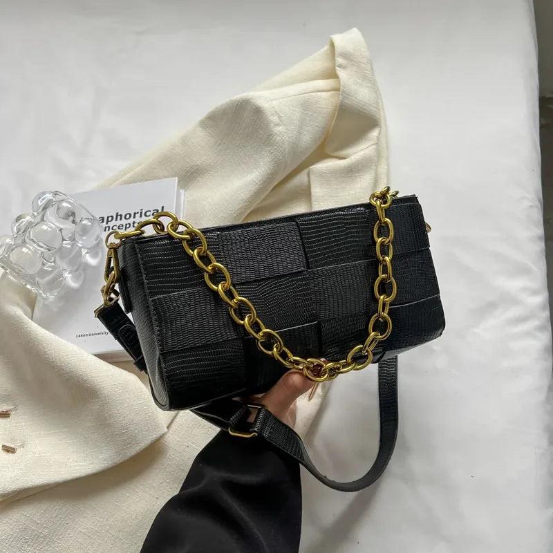 Niche Chain Underarm Bag Women Weave Chain Shoulder Messenger Bag