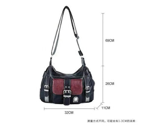 Vintage PU Leather Shoulder Bag Women's Hip hop Messenger Bag