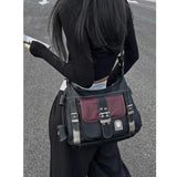 Vintage PU Leather Shoulder Bag Women's Hip hop Messenger Bag