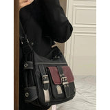 Vintage PU Leather Shoulder Bag Women's Hip hop Messenger Bag